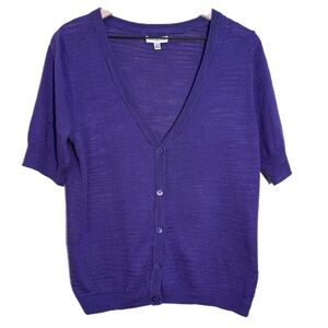 Croft & Barrow Rich Purple Knit Sweater Cardigan Cotton Women’s M.